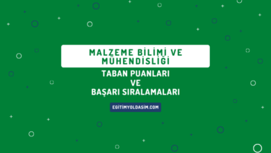 Malzeme Bilimi ve Mühendisliği Taban Puanları ve Başarı Sıralamaları