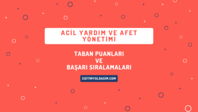 Acil Yardım ve Afet Yönetimi Taban Puanları ve Başarı Sıralamaları