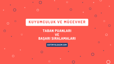 Kuyumculuk ve Mücevher Taban Puanları ve Başarı Sıralamaları