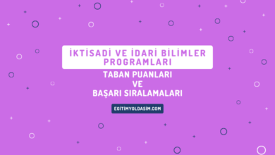 İktisadi ve İdari Bilimler Programları Taban Puanları ve Başarı Sıralamaları