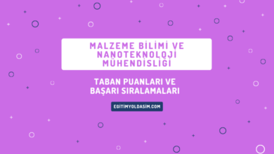 Malzeme Bilimi ve Nanoteknoloji Mühendisliği Taban Puanları ve Başarı Sıralamaları