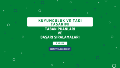 Kuyumculuk ve Takı Tasarımı Taban Puanları ve Başarı Sıralamaları