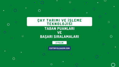 Çay Tarımı ve İşleme Teknolojisi Taban Puanları ve Başarı Sıralamaları