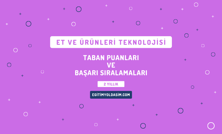 Et ve Ürünleri Teknolojisi Taban Puanları ve Başarı Sıralamaları