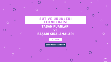 Süt ve Ürünleri Teknolojisi Taban Puanları ve Başarı Sıralamaları