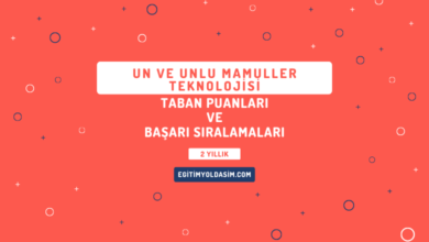 Un ve Unlu Mamuller Teknolojisi Taban Puanları ve Başarı Sıralamaları