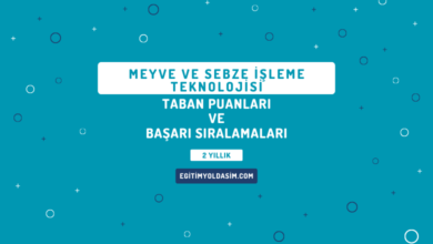 Meyve ve Sebze İşleme Teknolojisi Taban Puanları ve Başarı Sıralamaları