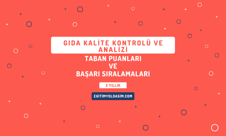 Gıda Kalite Kontrolü ve Analizi Taban Puanları ve Başarı Sıralamaları