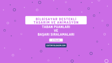 Bilgisayar Destekli Tasarım ve Animasyon Taban Puanları ve Başarı Sıralamaları